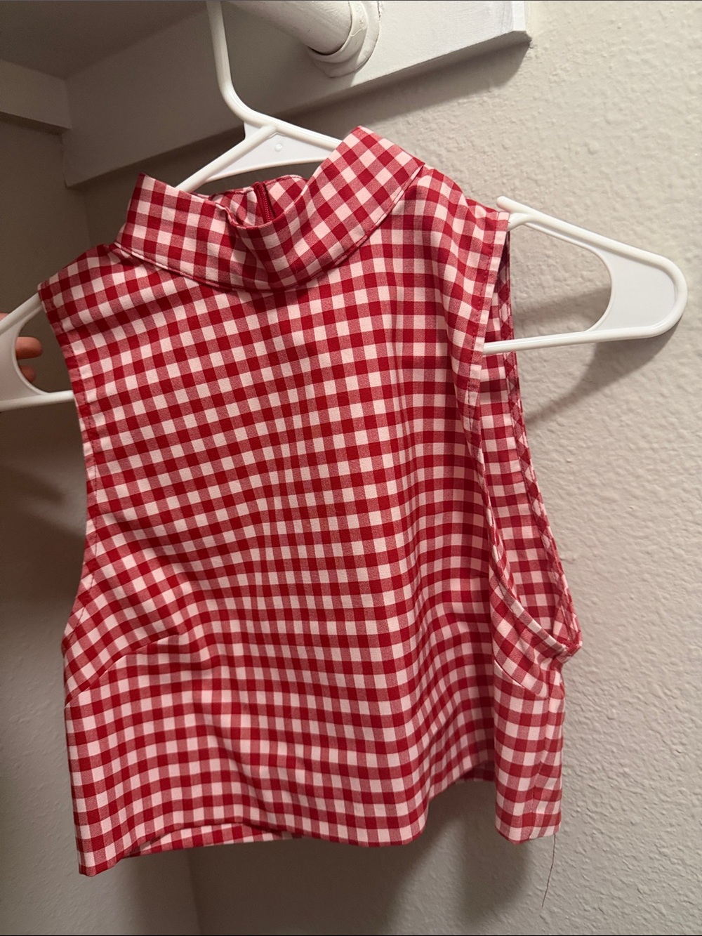 Zara Red and White Gingham Mock Neck Camisole